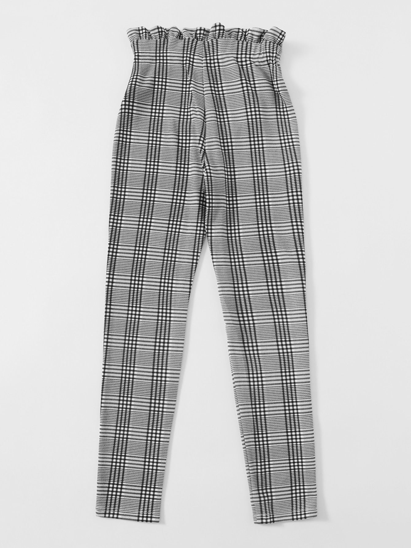 Clasi Paperbag Waist Belted Plaid Pants