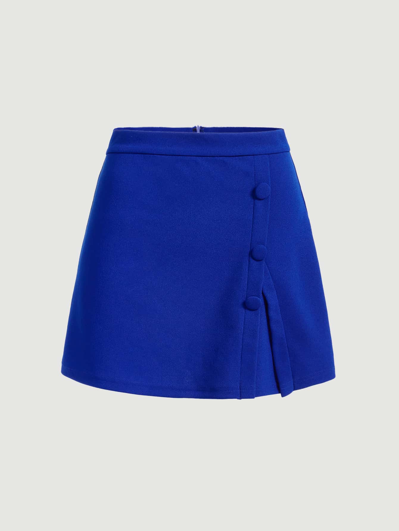 MOD Solid Button Front Zip Back Skirt