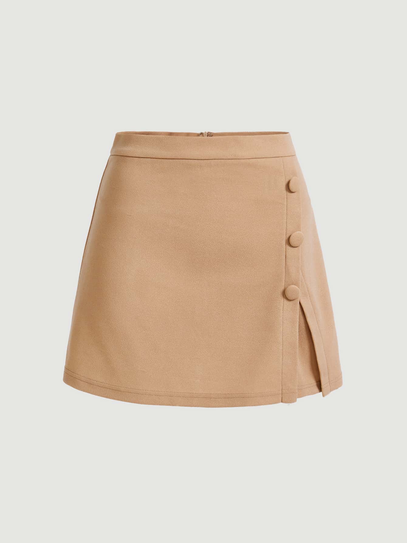 MOD Solid Button Front Zip Back Skirt