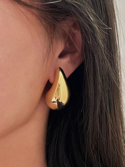 1pair Women's Earrings European And American Style Metal Shiny Teardrop Open Earrings, Personalized Niche Design, Light Luxury And High-end Ear Studs Ear Jewelry