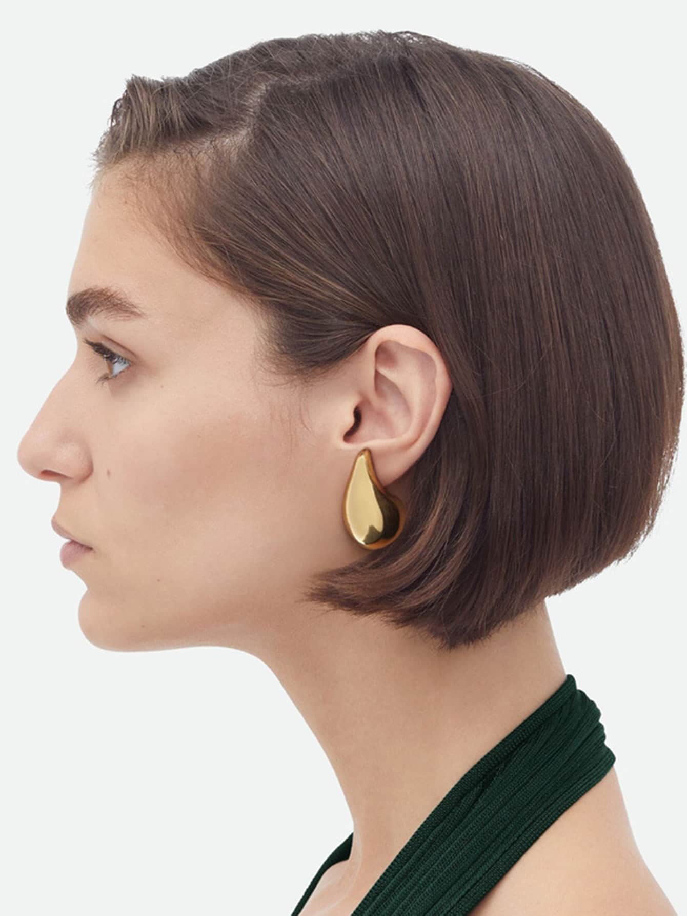 1pair Women's Earrings European And American Style Metal Shiny Teardrop Open Earrings, Personalized Niche Design, Light Luxury And High-end Ear Studs Ear Jewelry
