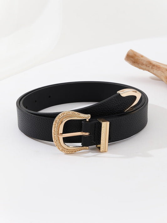 1pc Fashionable Versatile Women's Belt With Gold Pin Buckle