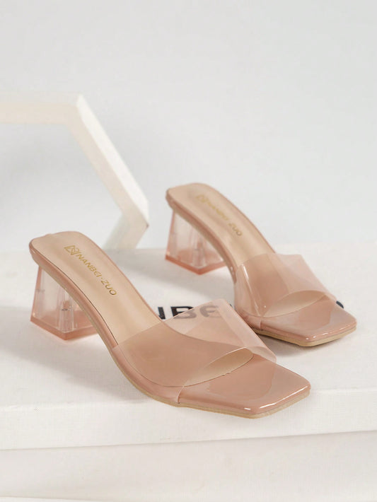 Party & Holiday Season, Wedding Ceremonies, Leisure Life, Fashionable With 2023's Latest Designs. Spring & Summer Styles Include Versatile Pink & Silver-colored Chunky Heels With Crystal, Tpu Pink Bands With Decorative Patterns, Toe-exposing Design The C