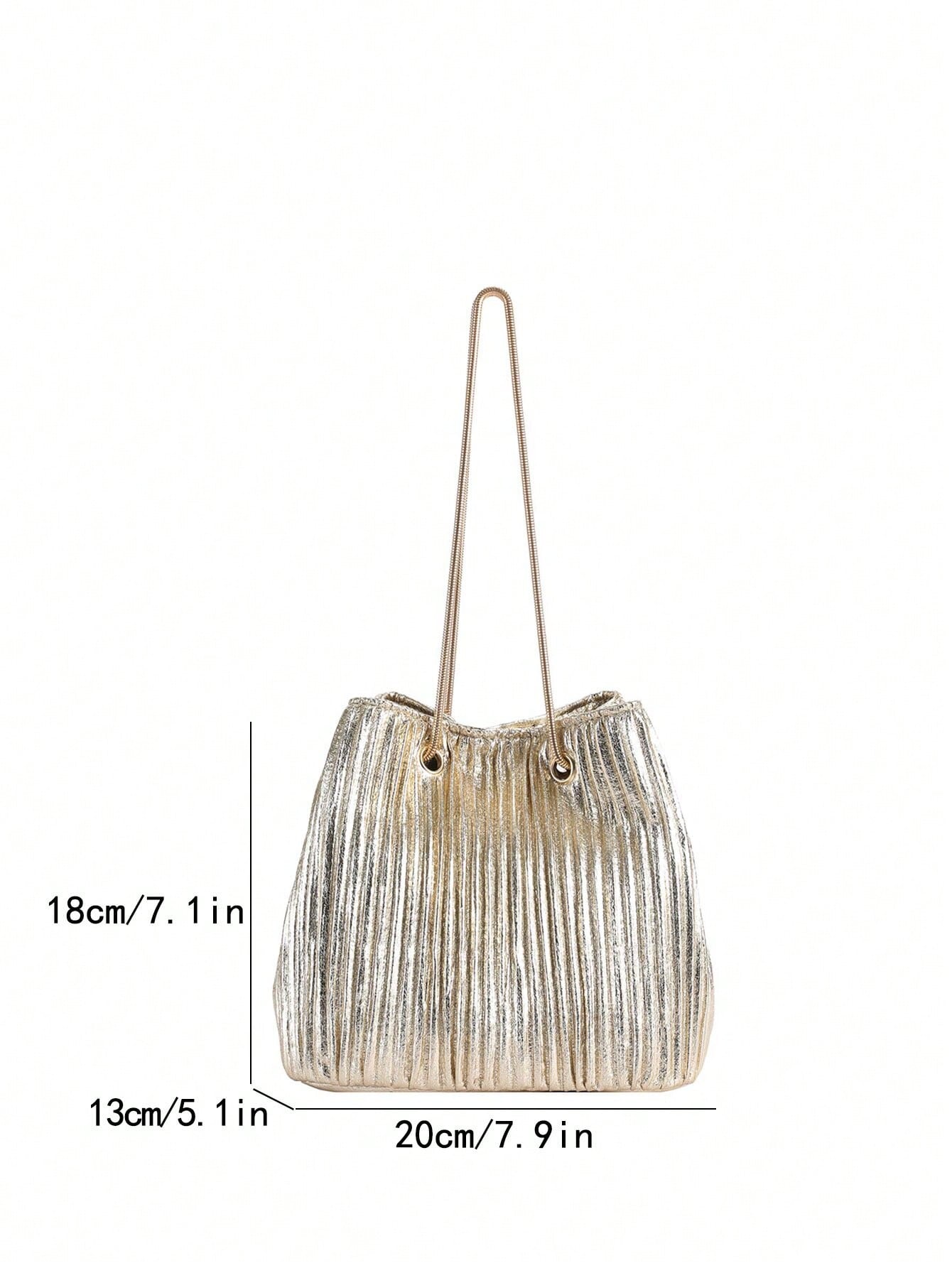 Black Friday Sale: 1pc Solid Color Pu Striped Women's Bag, 2023 New Forest Style Luxury Pearl Shoulder Bag, Fashionable Ins Chain Crossbody Bag