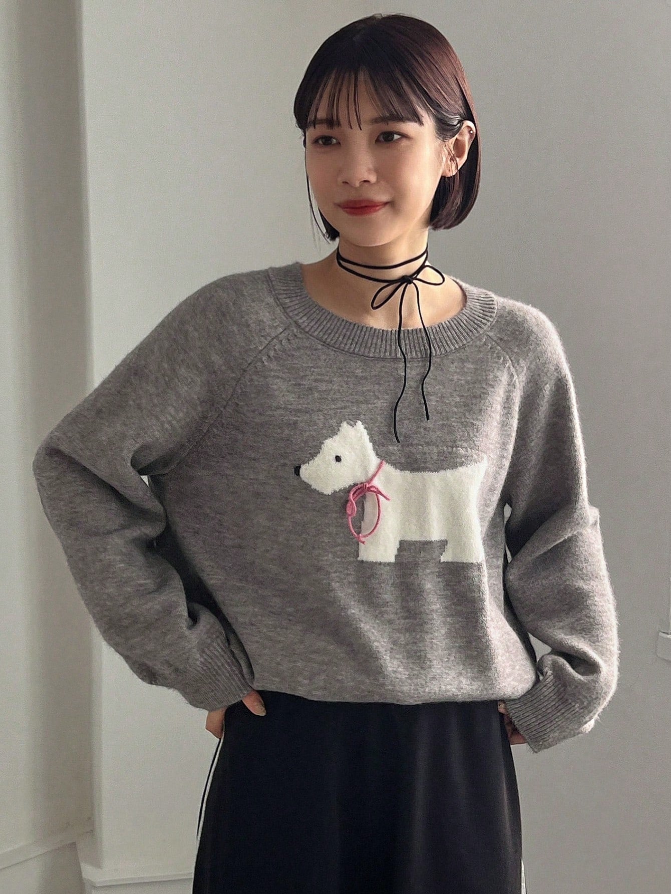 FRIFUL Women's Cartoon Pattern Raglan Long Sleeve Sweater