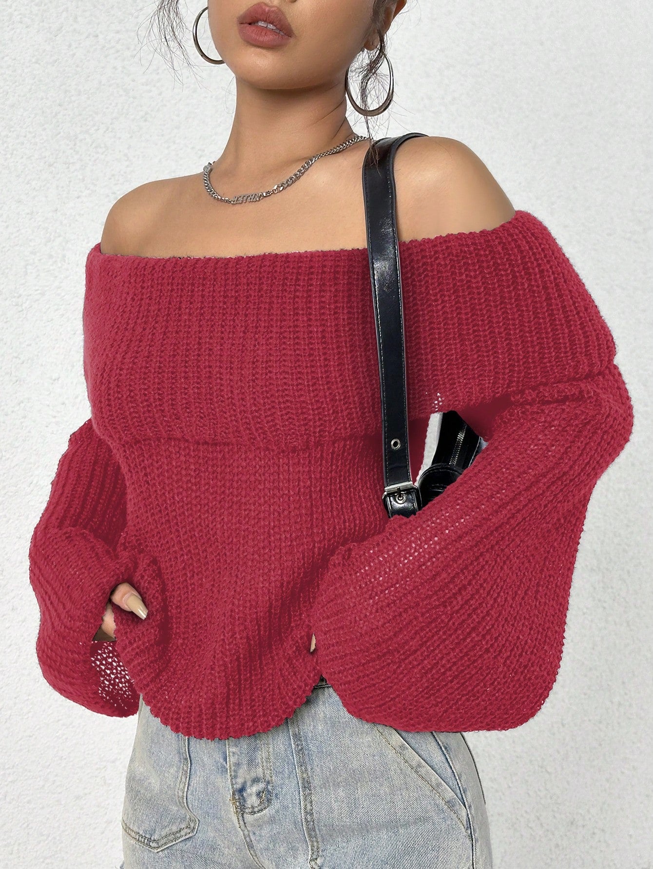Women's Off Shoulder Flared Sleeve Sweater